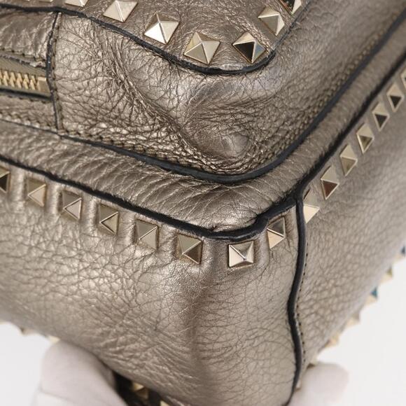 VALENTINO Rock Studs Backpack Leather Silver Gold Auth BA9400 main image 5